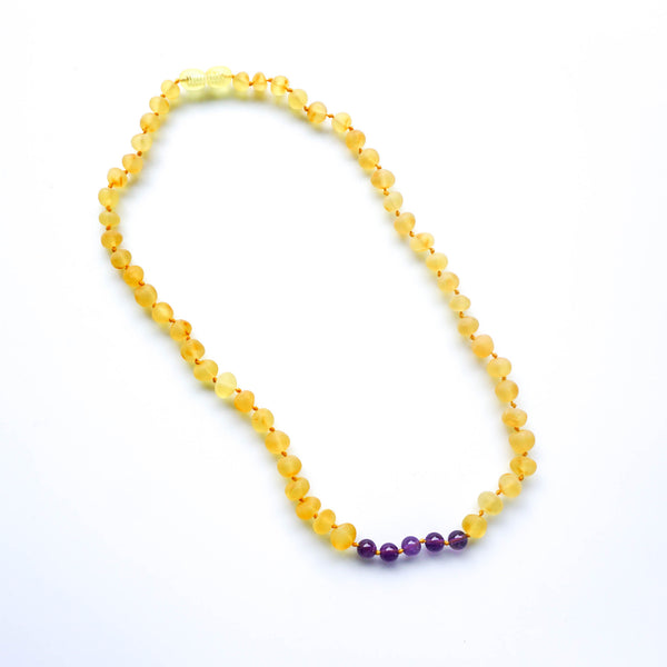 RAW HONEY AMBER + AMETHYST Necklace